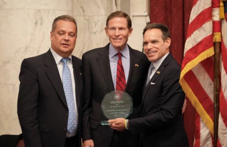 Blumenthal attended an awards ceremony hosted by the Ukrainian National Information Service.